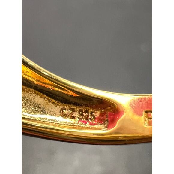 Champagne and white CZ gold over sterling ring size 8 - Picture 6 of 11